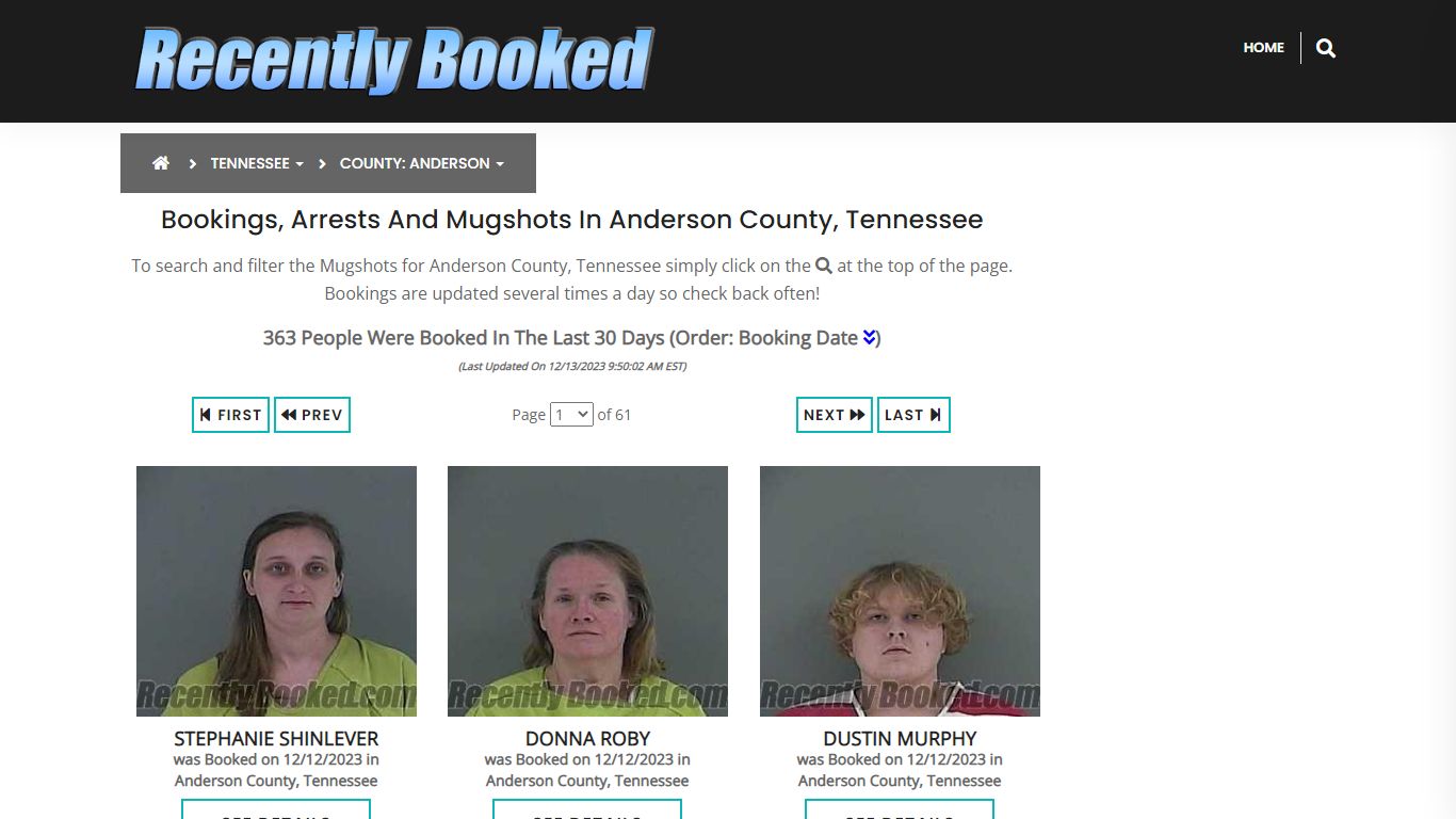 Bookings, Arrests and Mugshots in Anderson County, Tennessee